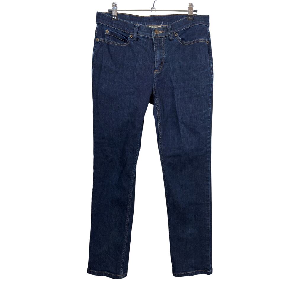 Duluth Trading Co Daily Denim Straight Jeans Womens 6 Blue Dark Wash Stretch